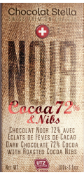 Швейцарски черен шоколад 72% Какао с какаови зърна
