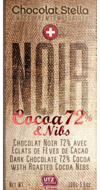 Швейцарски черен шоколад 72% Какао с какаови зърна