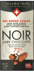 Швейцарски шоколад Stella без захар - Екстра черен 72% с какаови зърна