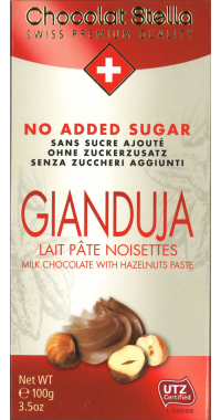 Швейцарски млечен шоколад Stella без захар – Gianduja